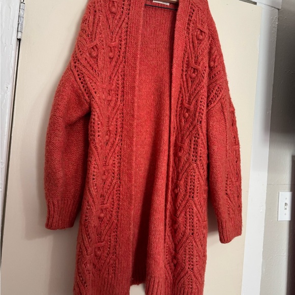 Anthropologie Nuria Textured Coral Cardigan - Picture 3 of 7